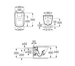 Roca The Gap White Wall Hung WC Pan 540mm Projection -Duravit Store QS V55560 2 mn