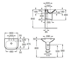 Roca Nexo Wall Mounted White Basin With 1 Tap Hole -Duravit Store QS V55565 2 mn