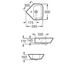 Roca Nexo White Corner Basin 500mm Wide -Duravit Store QS V55567 2 mn