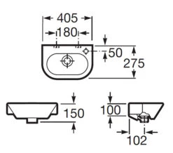 Roca Nexo White Cloakroom Basin 405 X 275mm Wide - 327645000 -Duravit Store QS V55569 2 mn