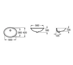 Roca Berna White Under-Countertop Inset Basin 560mm Wide - 327871001 -Duravit Store QS V55721 2 mn