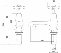 Burlington Chrome Pair Of Bath Taps With Claremont Handles -Duravit Store QS V55888 2 mn