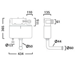 Tavistock Vortex 3-6 Ltrs Dual Flush Slimline Concealed Cistern -Duravit Store QS V56313 2 mn