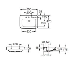 Roca Senso Square White Wall-Hung Basin With 1 Tap Hole 17 Roca Senso Square White Wall-Hung Basin With 1 Tap Hole -Duravit Store QS V56726 2 mn