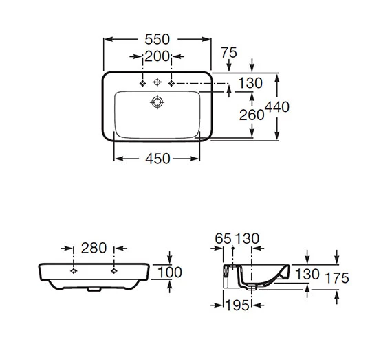 Roca Senso Square White Wall-Hung Basin With 1 Tap Hole 7 Roca Senso Square White Wall-Hung Basin With 1 Tap Hole - Image 5