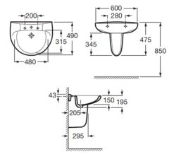 Roca Laura 1 Tap Hole Wall Hung Basin White -Duravit Store QS V56767 2 mn