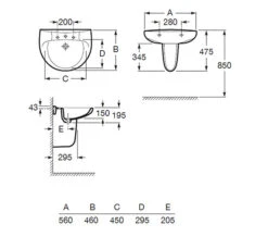 Roca Laura 1 Tap Hole Wall Hung Basin White -Duravit Store QS V56768 2 mn