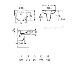 Roca Laura 1 Tap Hole Wall Hung Basin White -Duravit Store QS V56770 2 mn