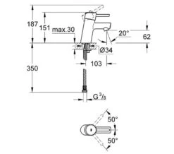 Grohe Concetto Half Inch Deck Mounted Chrome Basin Mixer Tap -Duravit Store QS V58243 2 mn
