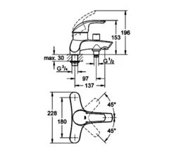 Grohe Eurosmart Deck Mounted Chrome Bath Shower Mixer Tap - 25105000 -Duravit Store QS V58270 2 mn