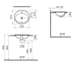 VitrA S20 Oval 430mm 1 Tap Hole Countertop Basin -Duravit Store QS V59817 2 mn