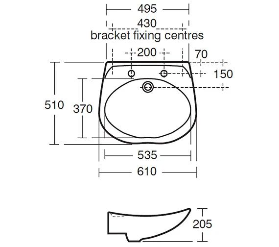 Armitage Shanks Salonex Hairdressers 610mm Large Washbasin - S230001 4 Armitage Shanks Salonex Hairdressers 610mm Large Washbasin - S230001 - Image 2
