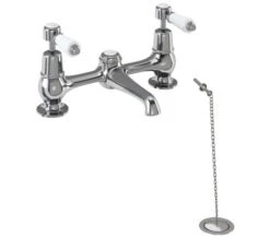 Burlington 2 Hole Bridge Basin Mixer Tap With Waste And Kensington Handle -Duravit Store QS V70343 3 mn