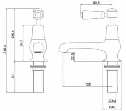 Burlington Chrome Bath Pillar Taps With Kensington Handles -Duravit Store QS V70348 2 mn