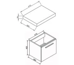 IMEX Bloque Wall Hung Single Drawer Unit And 470mm Worktop -Duravit Store QS V72214 2 mn