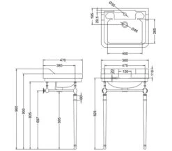 Burlington Edwardian 560 X 470mm Rectangular Basin And Washstand -Duravit Store QS V74033 2 mn