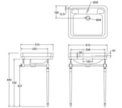 Burlington Victorian 610mm White Large Basin And Wash Stand -Duravit Store QS V74069 2 mn