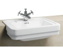 Burlington 580mm White Semi Recessed Basin