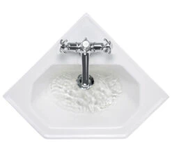 Burlington White Wall Mounted 596mm Corner Cloakroom Basin - B10 -Duravit Store QS V74093 3 mn