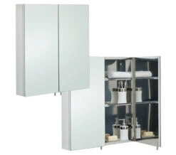 RAK Delta Stainless Steel 670 X 600mm Double Door Mirror Cabinet