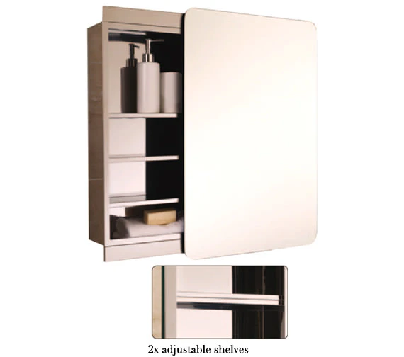 RAK Slide Stainless Steel 500 X 700mm Slider Door Mirror Cabinet 4 RAK Slide Stainless Steel 500 X 700mm Slider Door Mirror Cabinet - Image 2