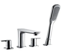 Flova Urban 4 Hole Diamond Chrome Finish Bath-Shower Mixer Tap With Handset And Hose