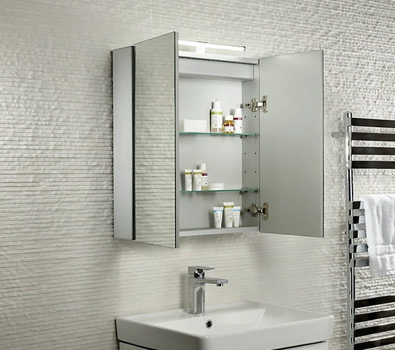 Tavistock Conduct Aluminium Double Door Mirror Cabinet With LED Light 6 Tavistock Conduct Aluminium Double Door Mirror Cabinet With LED Light - Image 4