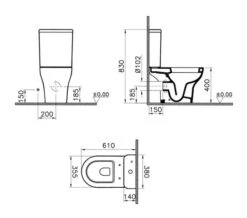 VitrA Zentrum Open Back Close Coupled White WC Pan With Cistern -Duravit Store QS V79721 2 mn